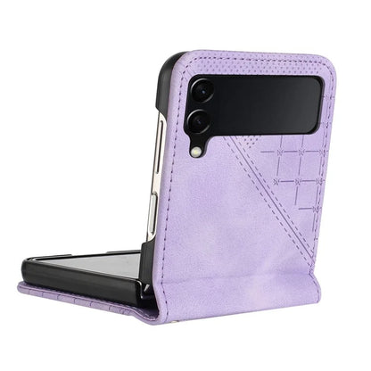 YX0080 For Samsung Galaxy Z Flip4 5G Case Imprint PU Leather Phone Cover