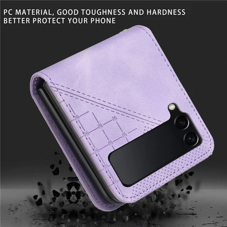 YX0080 For Samsung Galaxy Z Flip4 5G Case Imprint PU Leather Phone Cover