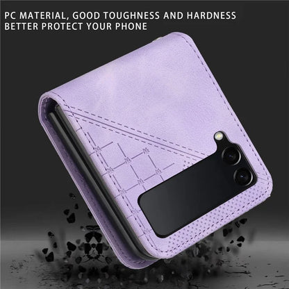 YX0080 For Samsung Galaxy Z Flip4 5G Case Imprint PU Leather Phone Cover