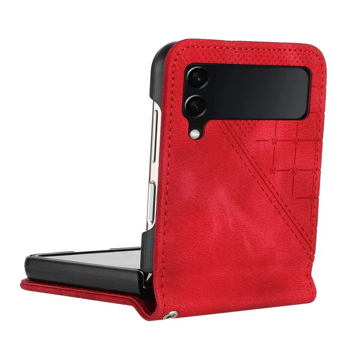 YX0080 For Samsung Galaxy Z Flip3 5G Case Imprint PU Leather Phone Cover