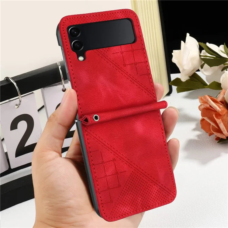 YX0080 For Samsung Galaxy Z Flip3 5G Case Imprint PU Leather Phone Cover