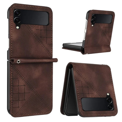 YX0080 For Samsung Galaxy Z Flip3 5G Case Imprint PU Leather Phone Cover