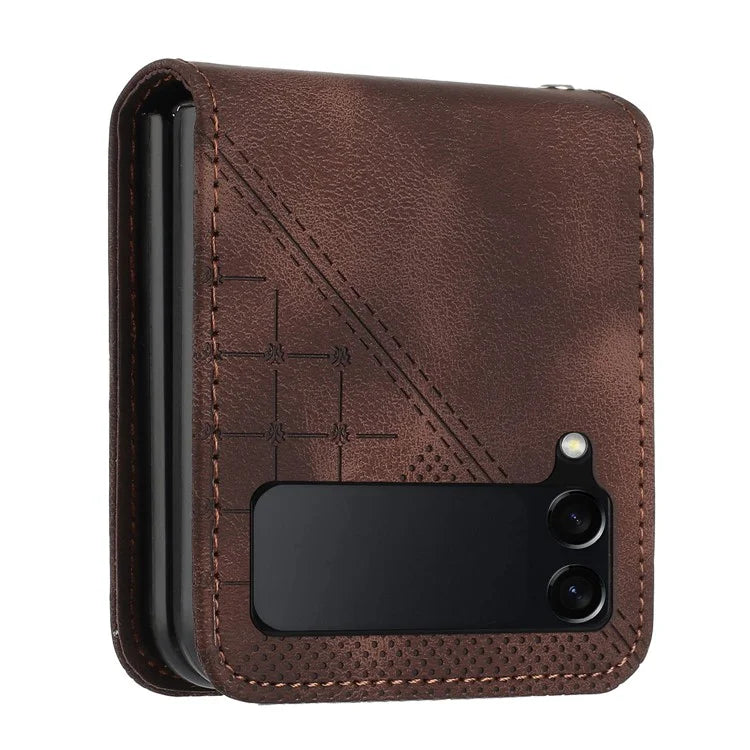 YX0080 For Samsung Galaxy Z Flip3 5G Case Imprint PU Leather Phone Cover