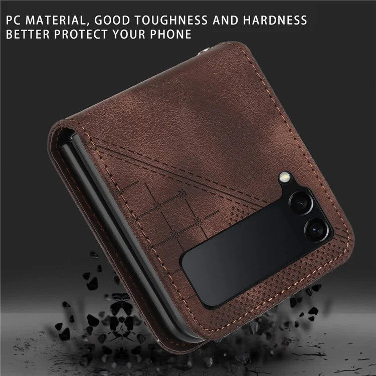YX0080 For Samsung Galaxy Z Flip3 5G Case Imprint PU Leather Phone Cover
