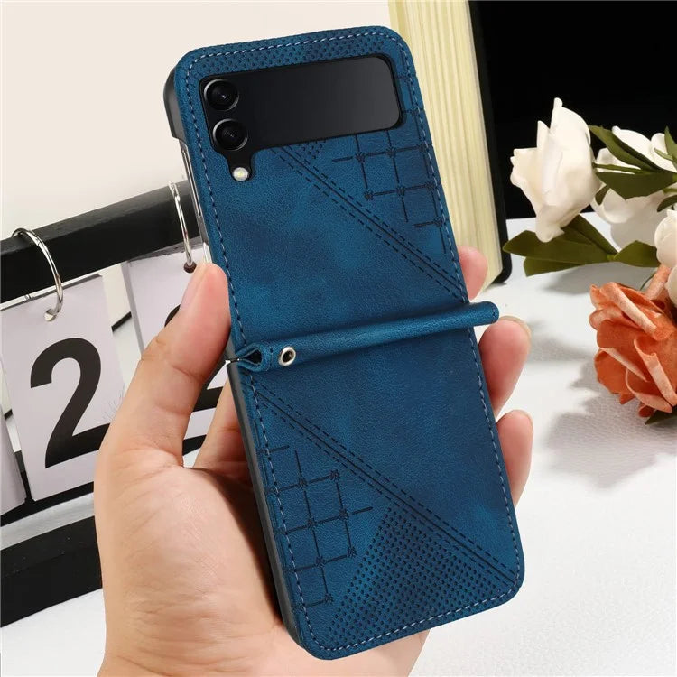 YX0080 For Samsung Galaxy Z Flip3 5G Case Imprint PU Leather Phone Cover