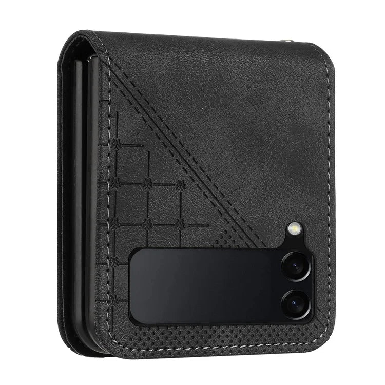 YX0080 For Samsung Galaxy Z Flip3 5G Case Imprint PU Leather Phone Cover