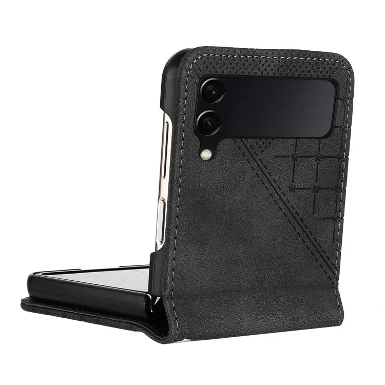 YX0080 For Samsung Galaxy Z Flip3 5G Case Imprint PU Leather Phone Cover