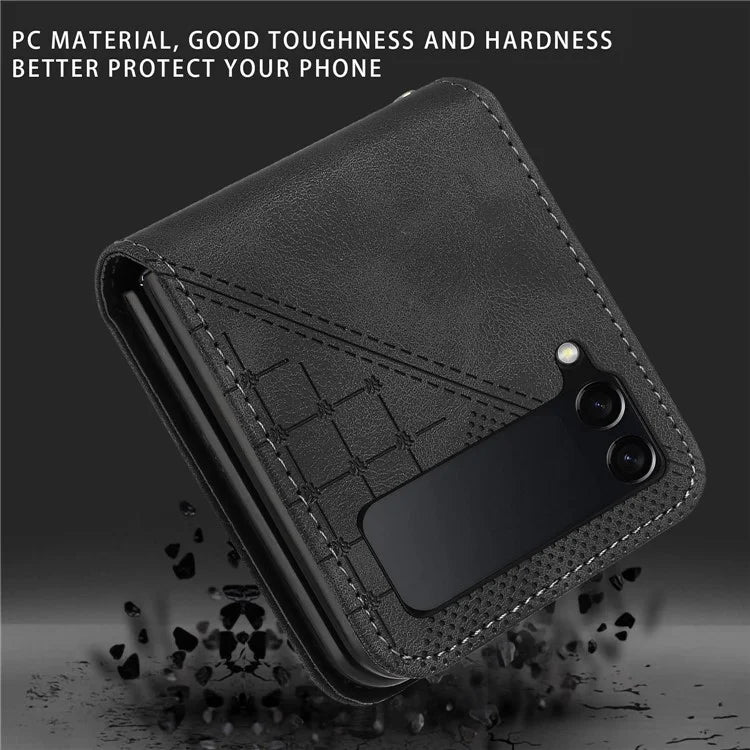 YX0080 For Samsung Galaxy Z Flip3 5G Case Imprint PU Leather Phone Cover