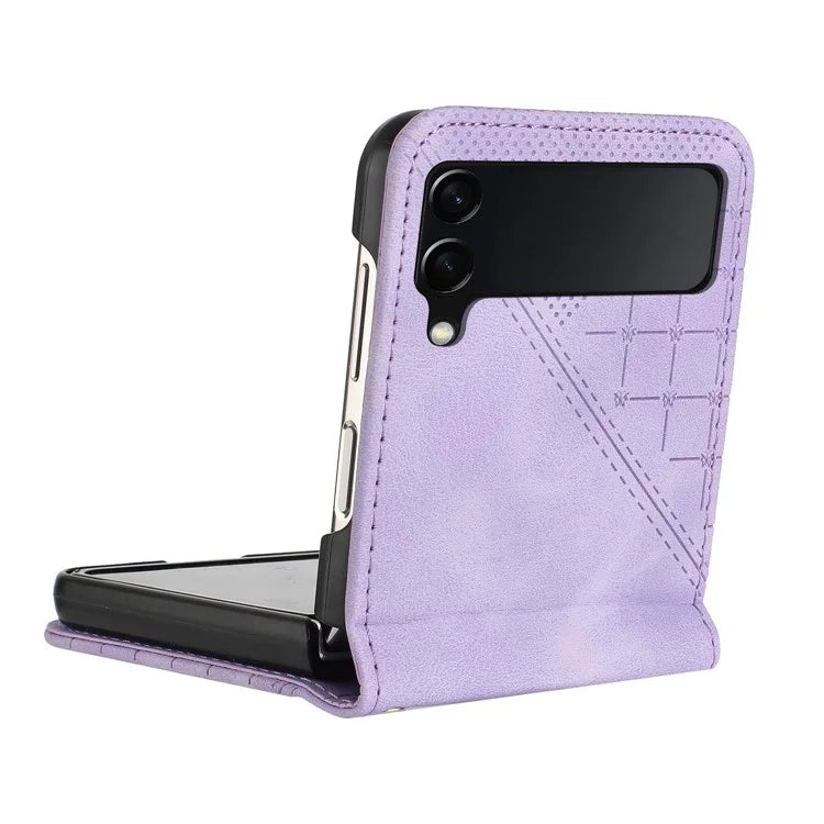 YX0080 For Samsung Galaxy Z Flip3 5G Case Imprint PU Leather Phone Cover