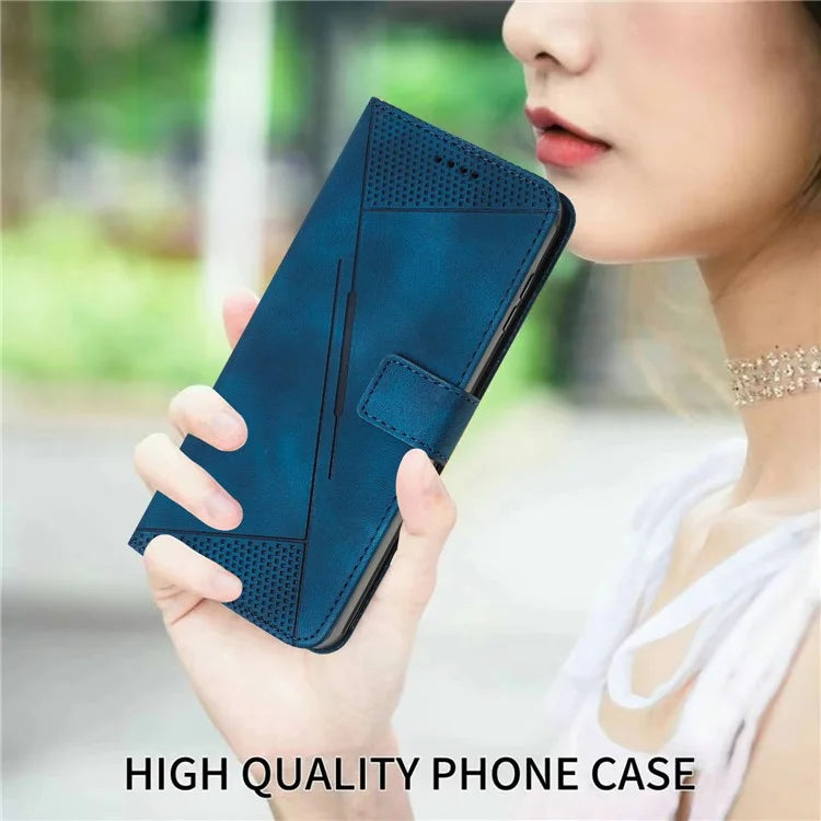 For Samsung Galaxy Z Fold6 5G Case Triangle Pattern Leather Phone Cover Wallet with Hand Strap