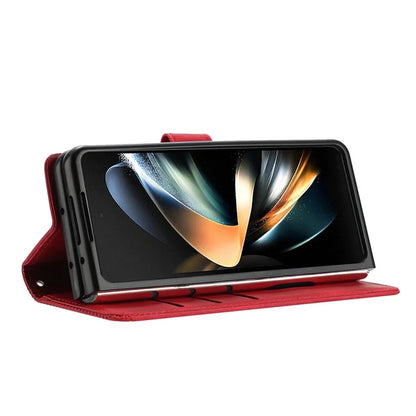 For Samsung Galaxy Z Fold6 5G Case Triangle Pattern Leather Phone Cover Wallet with Hand Strap