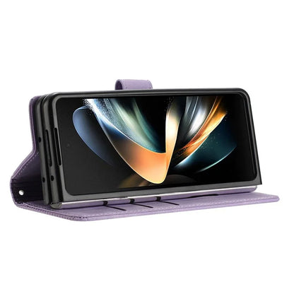 For Samsung Galaxy Z Fold6 5G Case Triangle Pattern Leather Phone Cover Wallet with Hand Strap