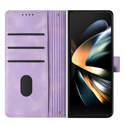 For Samsung Galaxy Z Fold6 5G Case Triangle Pattern Leather Phone Cover Wallet with Hand Strap