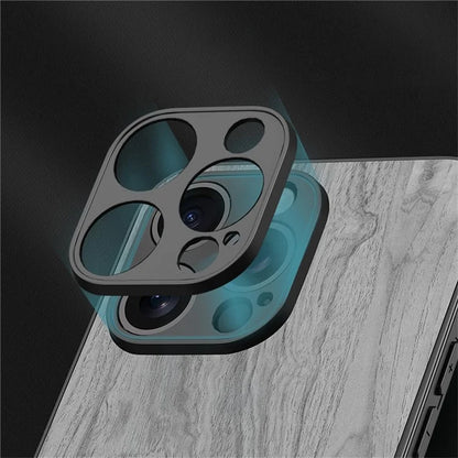 For iPhone 16 Pro Case Wood Texture Leather Coated TPU Phone Protective Cover