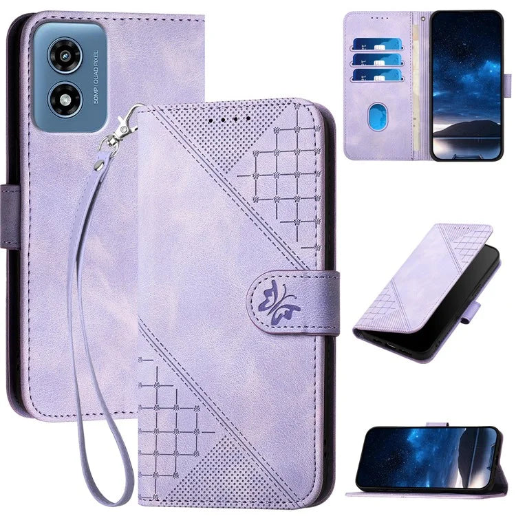 YX0080 For Motorola Moto G Play 5G (2024) / Moto G 5G (2024) Case Butterfly Imprint Leather Wallet Phone Cover