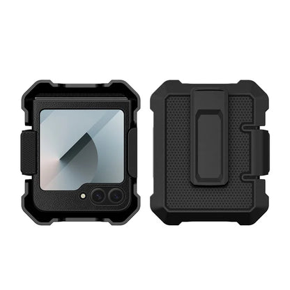 For Samsung Galaxy Z Flip5 5G Case Leather+PC Phone Cover with Kickstand Back Clip
