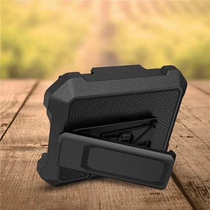 For Samsung Galaxy Z Flip5 5G Case Leather+PC Phone Cover with Kickstand Back Clip