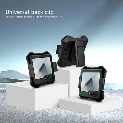 For Samsung Galaxy Z Flip5 5G Case Leather+PC Phone Cover with Kickstand Back Clip