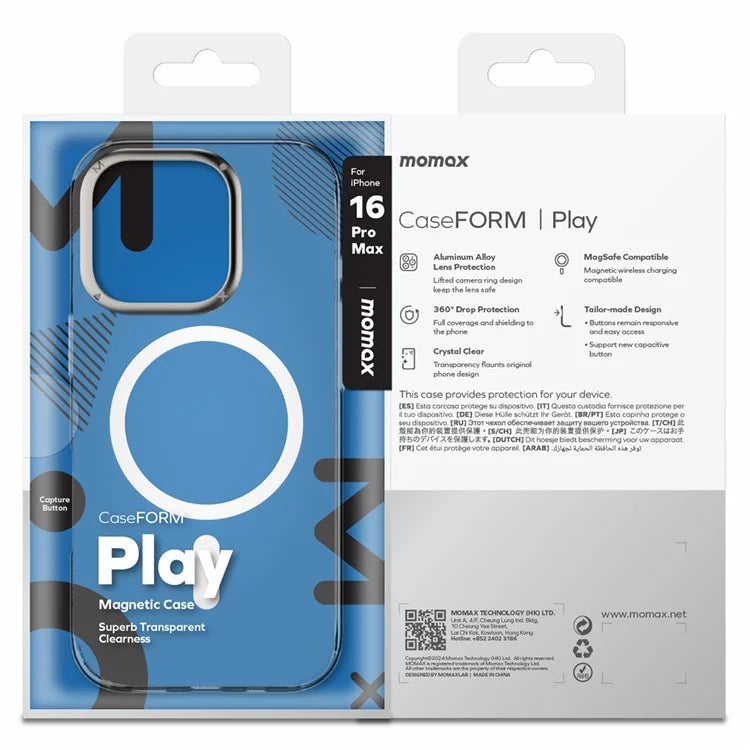 MOMAX MXAP24 For iPhone 16 Pro Max Magnetic Case Compatible with MagSafe TPU+PC Clear Phone Cover