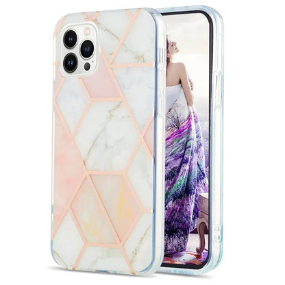 YB IMD Series-3 for iPhone 16 Pro TPU Case Marble Pattern Electroplated Phone Back Cover