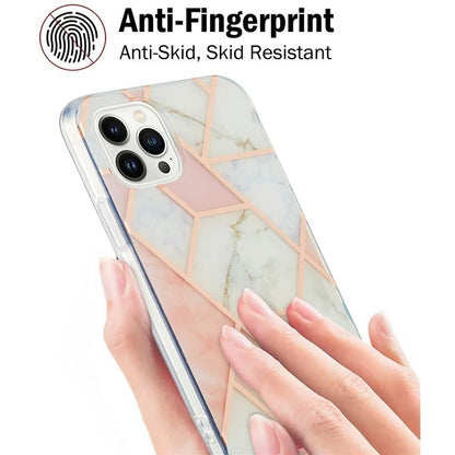 YB IMD Series-3 for iPhone 16 Pro TPU Case Marble Pattern Electroplated Phone Back Cover