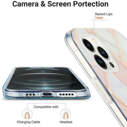 YB IMD Series-3 for iPhone 16 Pro TPU Case Marble Pattern Electroplated Phone Back Cover