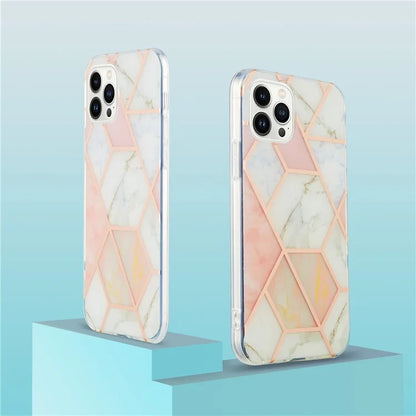YB IMD Series-3 for iPhone 16 Pro TPU Case Marble Pattern Electroplated Phone Back Cover