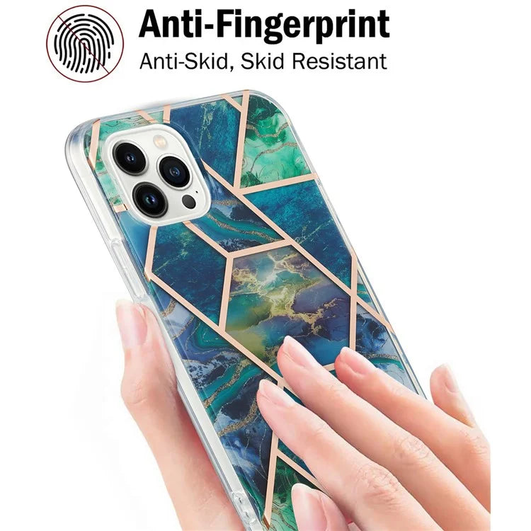 YB IMD Series-3 for iPhone 16 Pro TPU Case Marble Pattern Electroplated Phone Back Cover