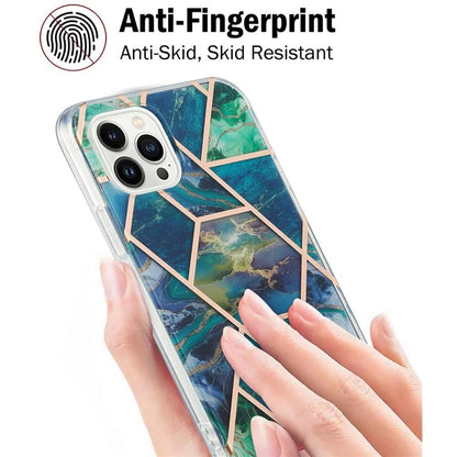 YB IMD Series-3 for iPhone 16 Pro TPU Case Marble Pattern Electroplated Phone Back Cover