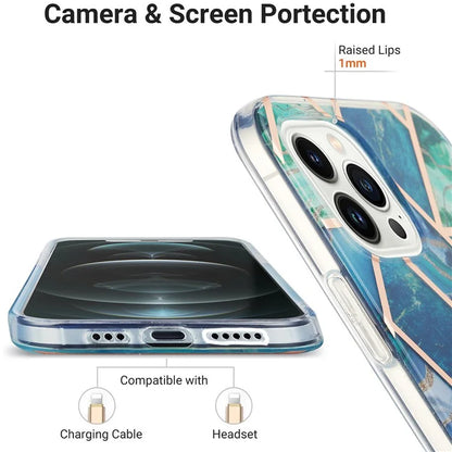 YB IMD Series-3 for iPhone 16 Pro TPU Case Marble Pattern Electroplated Phone Back Cover