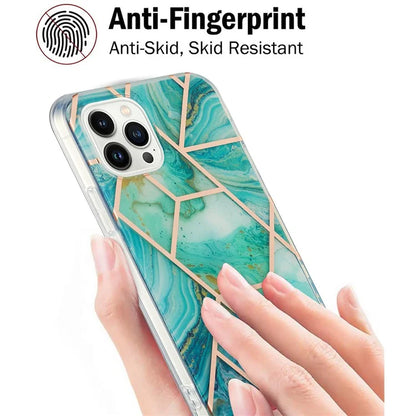YB IMD Series-3 for iPhone 16 Pro TPU Case Marble Pattern Electroplated Phone Back Cover