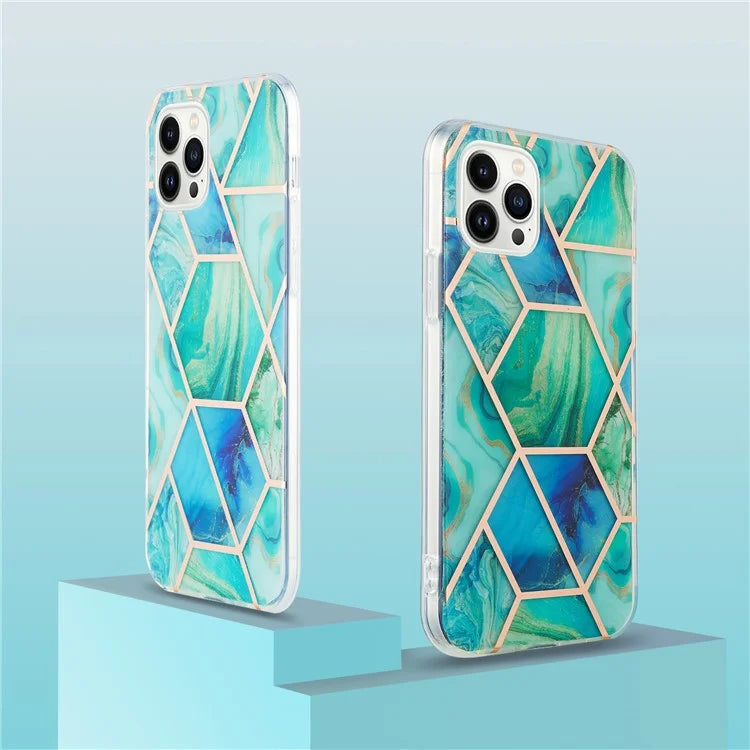 YB IMD Series-3 for iPhone 16 Pro TPU Case Marble Pattern Electroplated Phone Back Cover