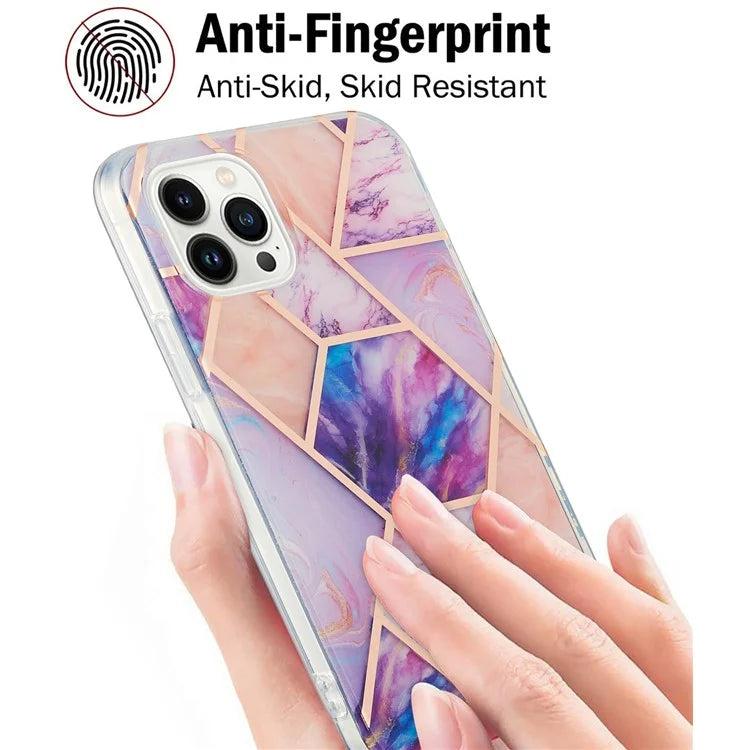 YB IMD Series-3 for iPhone 16 Pro TPU Case Marble Pattern Electroplated Phone Back Cover