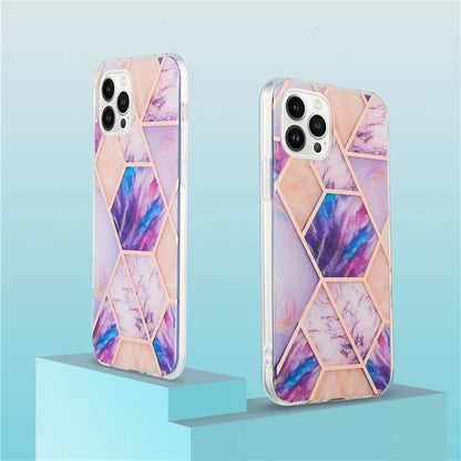 YB IMD Series-3 for iPhone 16 Pro TPU Case Marble Pattern Electroplated Phone Back Cover