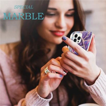 YB IMD Series-3 for iPhone 16 Pro TPU Case Marble Pattern Electroplated Phone Back Cover