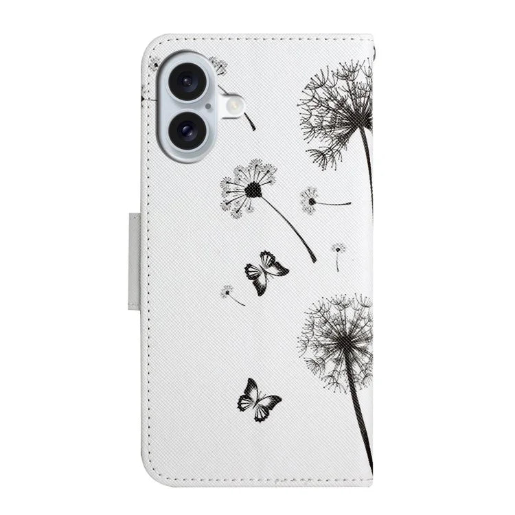 For iPhone 16 Case Pattern Printing Protective Leather Folio Phone Cover