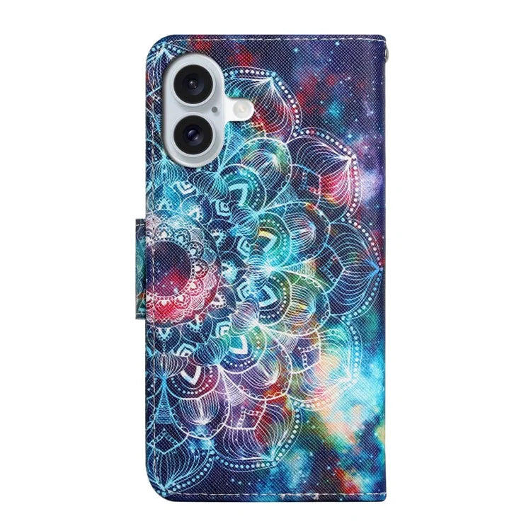 For iPhone 16 Case Pattern Printing Protective Leather Folio Phone Cover