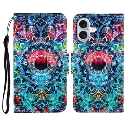 For iPhone 16 Case Pattern Printing Protective Leather Folio Phone Cover