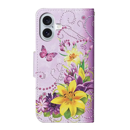 For iPhone 16 Case Pattern Printing Protective Leather Folio Phone Cover