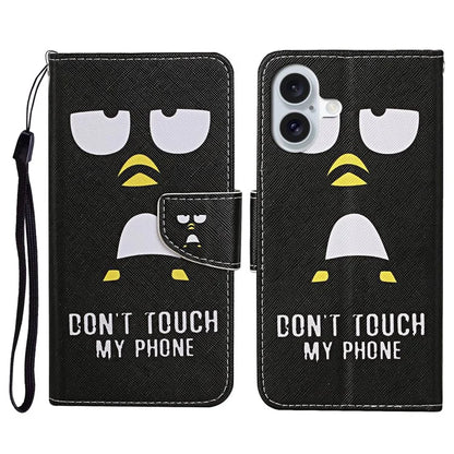 For iPhone 16 Case Pattern Printing Protective Leather Folio Phone Cover