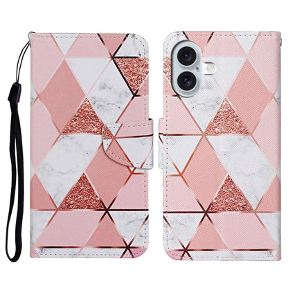 For iPhone 16 Case Pattern Printing Protective Leather Folio Phone Cover
