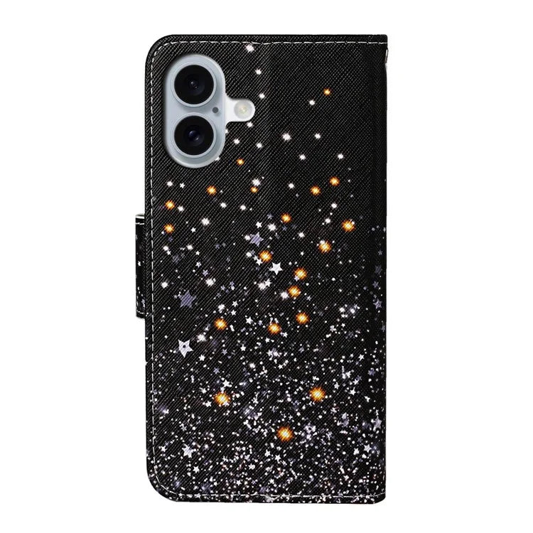 For iPhone 16 Case Pattern Printing Protective Leather Folio Phone Cover