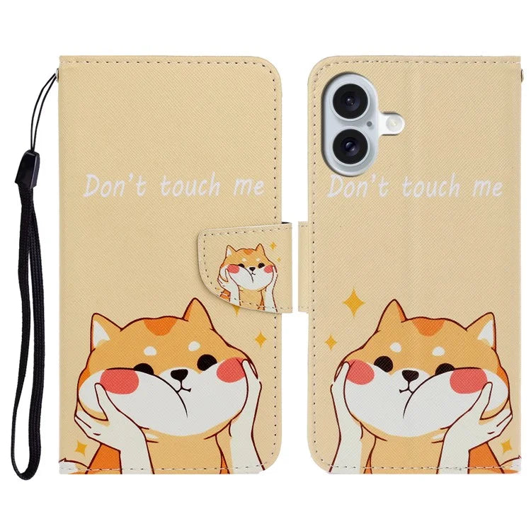 For iPhone 16 Case Pattern Printing Protective Leather Folio Phone Cover