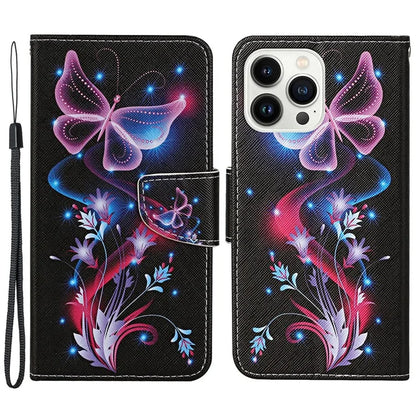For iPhone 16 Pro Case Pattern Printing Protective Leather Folio Phone Cover