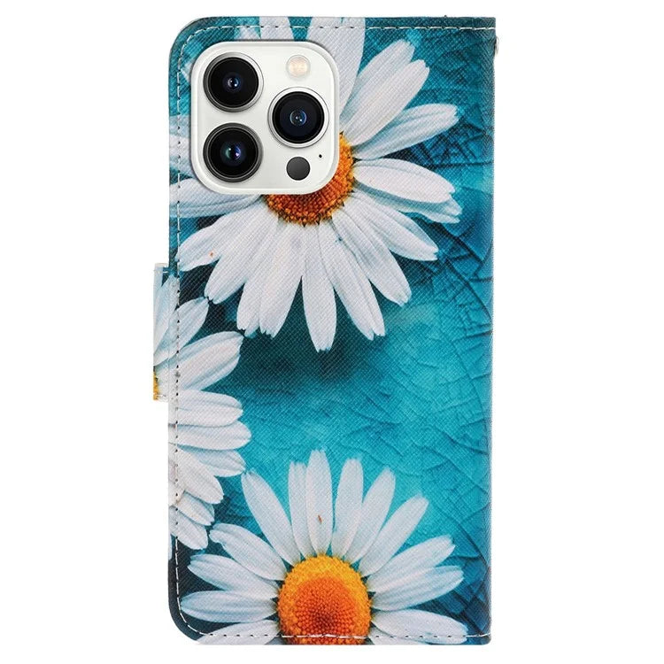 For iPhone 16 Pro Case Pattern Printing Protective Leather Folio Phone Cover