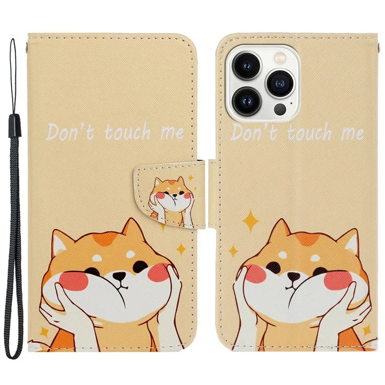 For iPhone 16 Pro Case Pattern Printing Protective Leather Folio Phone Cover