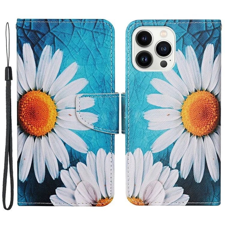 For iPhone 16 Pro Case Pattern Printing Protective Leather Folio Phone Cover