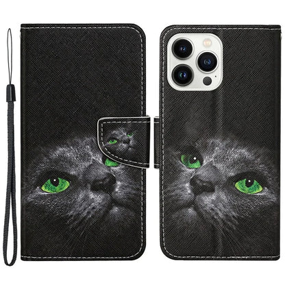 For iPhone 16 Pro Case Pattern Printing Protective Leather Folio Phone Cover