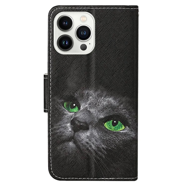 For iPhone 16 Pro Case Pattern Printing Protective Leather Folio Phone Cover