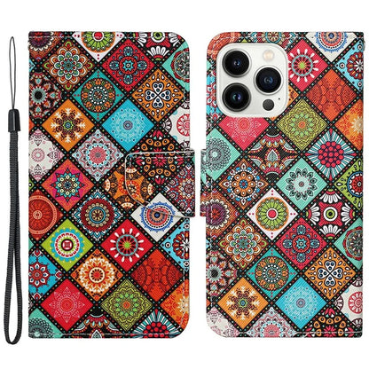 For iPhone 16 Pro Case Pattern Printing Protective Leather Folio Phone Cover